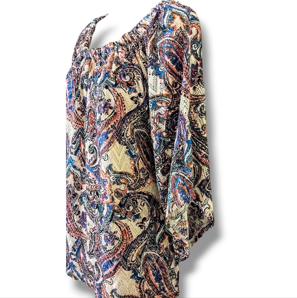 💜 Gorgeous For Fall! Paisley 3/4 Sleeve Top by Westport 1962 Like New - Picture 5 of 10